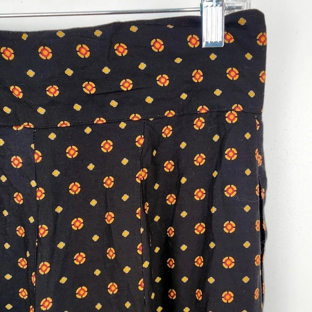 DB Sport by David Benjamin Black Boho Floral Wide Leg‎ Cropped Pants - Picture 3 of 6